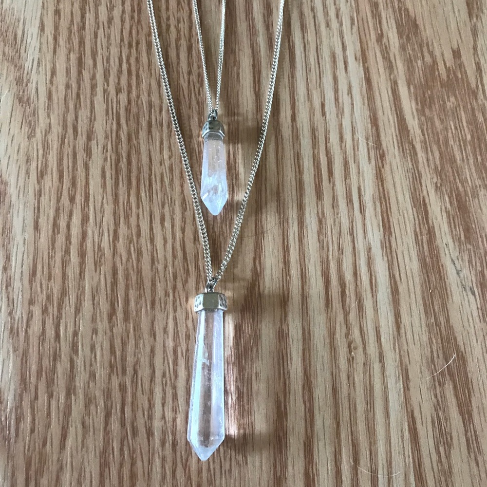 Long Layered Crystal Necklace